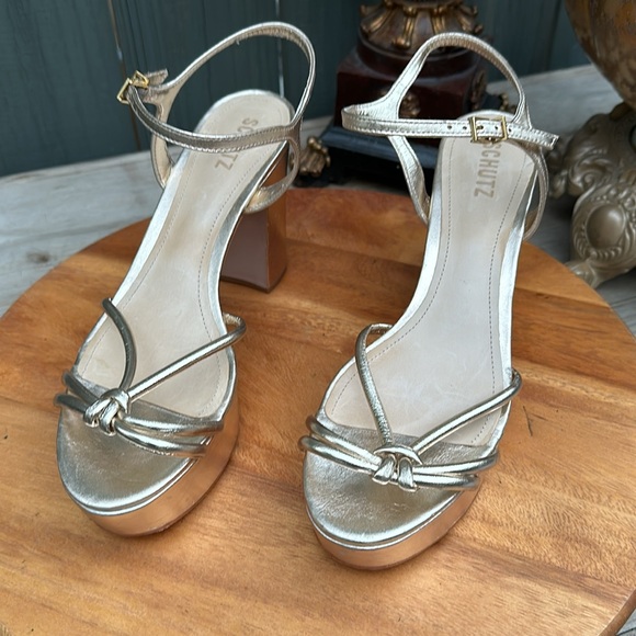 SCHUTZ Gold Platform Sandals - Picture 2 of 16